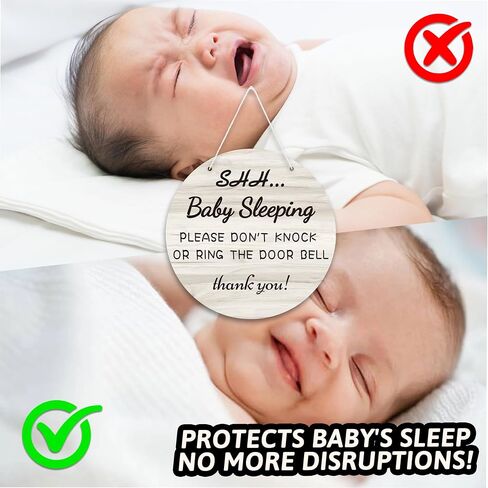 Shh... Baby Sleeping Sign on Front Door - Please Don't Knock or Ring the Doorbell Signs, Baby Room Nursery Kids Room Do Not Knock Hanging Decor, 7.9 x 7.9 inches, Round in Saudi Arabia