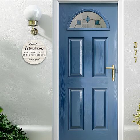 Shh... Baby Sleeping Sign on Front Door - Please Don't Knock or Ring the Doorbell Signs, Baby Room Nursery Kids Room Do Not Knock Hanging Decor, 7.9 x 7.9 inches, Round in Saudi Arabia
