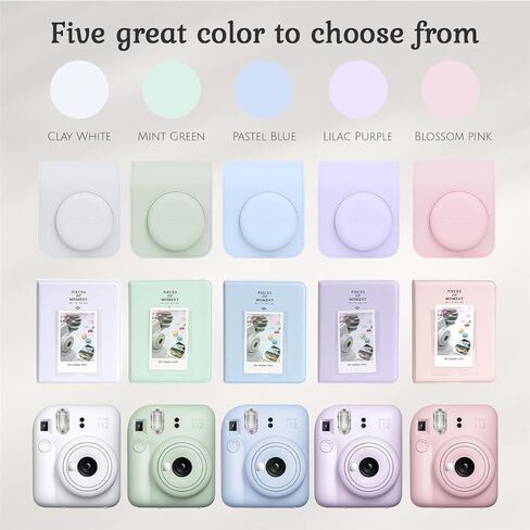 Fujifilm Instax Mini 12 كاميرا فيلم فورية ، حزمة Mint Green مع حالة مخصصة Instax Mini ، مجموعة ملحقات وضوء النهار ، 2x Twin Pack (40 تعريضًا) ISO 800 in Saudi Arabia