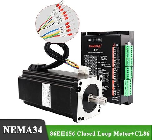 NEMA34 Servo Motor 86EH156A6003 6.0A 12N.M H156MM حلقة محرك Servo محرك + CL86 لمراقبة الطابعة CNC 3D (86EH156A6003) in Kuwait