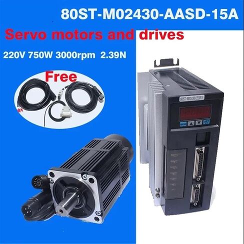 80st-M02430 AC Servo Motor Kit + AASD-15A Driver 2.39N 750W 3000RPM 220V أحادي الطور AC Drive DRIVERNET MAGNET (80ST-M02430-AASD 4M) in Kuwait