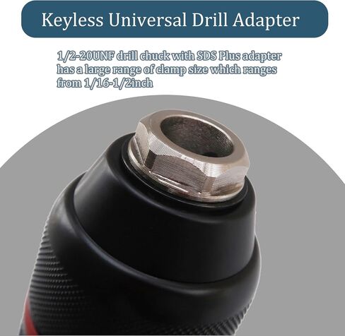 Keyless Drill Chuck with SDS Plus Shank, 1/16"-1/2" Universal SDS Chuck Adapter, 3-Jaw Upgraded Self-Locking Drill Press Chuck Adapter for Hand Drill Impact Driver Power Drill in Saudi Arabia