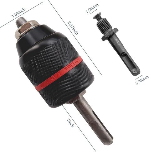 Keyless Drill Chuck with SDS Plus Shank, 1/16"-1/2" Universal SDS Chuck Adapter, 3-Jaw Upgraded Self-Locking Drill Press Chuck Adapter for Hand Drill Impact Driver Power Drill in Saudi Arabia
