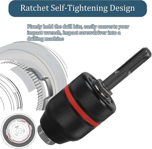 Keyless Drill Chuck with SDS Plus Shank, 1/16"-1/2" Universal SDS Chuck Adapter, 3-Jaw Upgraded Self-Locking Drill Press Chuck Adapter for Hand Drill Impact Driver Power Drill in Saudi Arabia