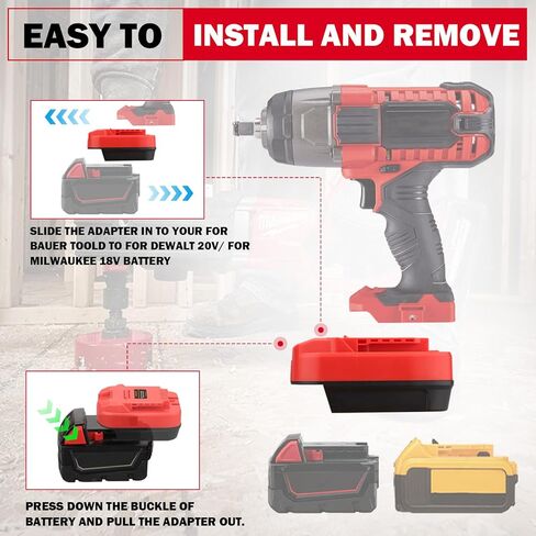 محول DM18BAU لأدوات Bauer 20V Max Cordless ، استخدم ON لـ DEWALT 20V و MILWAUKEE M18 (محول فقط) in Saudi Arabia