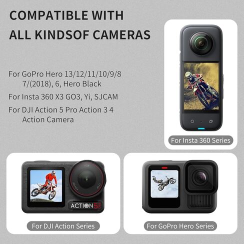 حزام الذقن خوذة الدراجات النارية يتوافق مع GoPro Hero 13/12/11/10/9/8/7/(2018) ، 6 ، Hero Black ، for Insta 360 X3 GO3 ، YI ، SJCAM ، for DJI Action 5 Pro Action 3 4 ، Extension J Holder Mount (Black) in Kuwait