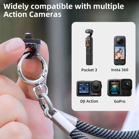 SOH Neck Lanyard Shoulder Strap with a 1/4" Screw for DJI Osmo Pocket 3 Camera Mount Accessories Compatible with Gopro 13/12/11/10/9, DJI Action 5 Pro/4/3, Insta360 X5/X4 and More (Black) in Kuwait