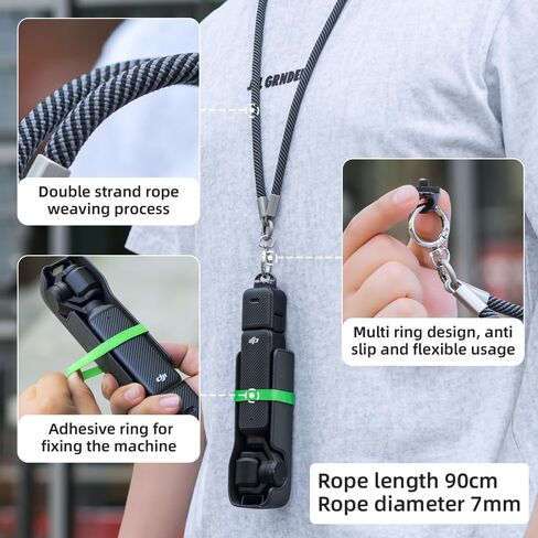 SOH Neck Lanyard Shoulder Strap with a 1/4" Screw for DJI Osmo Pocket 3 Camera Mount Accessories Compatible with Gopro 13/12/11/10/9, DJI Action 5 Pro/4/3, Insta360 X5/X4 and More (Black) in Kuwait