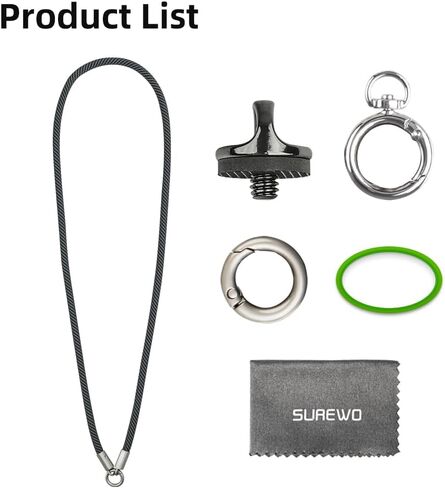 SOH Neck Lanyard Shoulder Strap with a 1/4" Screw for DJI Osmo Pocket 3 Camera Mount Accessories Compatible with Gopro 13/12/11/10/9, DJI Action 5 Pro/4/3, Insta360 X5/X4 and More (Black) in Kuwait