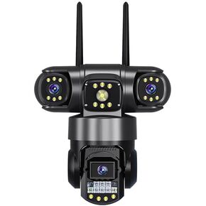 6MP HD Night Vision Camera Triple Lens Triple Screen Swaret Camera مع الحركة والكشف عن النماذج البشرية ، وصوت ثنائي الاتجاه ، و IP66 مقاوم للماء ، و 4 غ/واي فاي/سلكية للمراقبة الداخلية والخارجية (جاء WiFi فقط