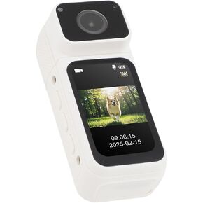 Yoidesu 2.7K Thumb Action Camera, 64GB Mini Body Camera, Wearable Pocket Cam with Magnetic Lanyard, POV Recording, Small Portable Camcorder for Work, Cycling, Travel, Pet Walking (White)