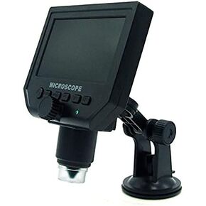 Microscope Digital Electronic Microscope 1-600x Portable 8 LED VGA Microscope with 4.3" HD OLED Screen for PCB Motherboard Repair (Color : Silver Magnification : 600X) (G600 Sucker 600X)