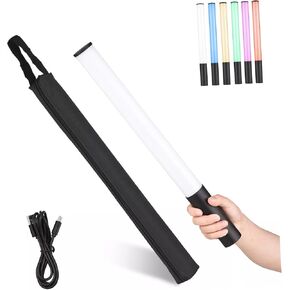 Lifekome RGB Light Stick Portable Protable Lighting Lighting Wand مع بطارية قابلة لإعادة الشحن مصباح ملء متعدد الألوان لتصوير الفيديو يتضمن حقيبة حمل لسهولة السفر والاستخدام
