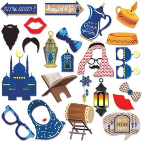 Eid al-Fitr Photo Booth Props, Eid Mubarak Patterns Photo Booth Props, Eid Al-Fitr Patterns Party Favor for Ramadan Mubarak