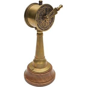 Vintage Ship Telegraph Replica Liverpool London 1866Brass and Wood Base Nautical Decor 14 Inches