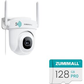 ZUMIMALL 5MP 5G Security Camera Outdoor Wired, 24/7 Recording Security Camera, 128GB SD Card for Security Cameras