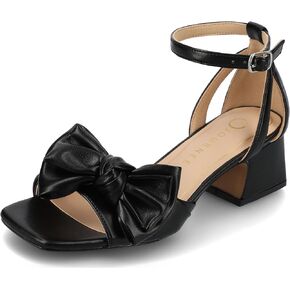 Journee Womens Linen Bow Cnot Cover Clost Cheel Open Square Toe Toe Buckle Zevi Comfort Foam Sandals