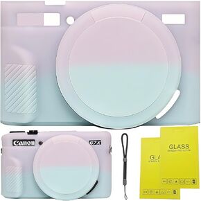 G7X Mark II case,G7X Removable Lens Cover Silicone Cover for Canon PowerShot G7X ii,Comes with 2 Screen Protectors and 1 Wrist Strap.G7X Accessories. (Brown)