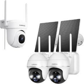ZUMIMALL Security Cameras Wireless Outdoor, 360° PTZ Outdoor Camera Wireless WiFi Camera, Solar Security Camera with Siren/Motion Detection/3MP Color Night Vision/AI/IP66