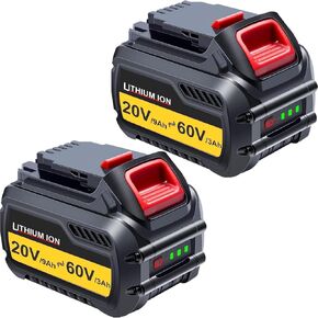 DTK DCB609 Battery Replacement for DeWalt 60V Battery Compatible with 20V 60V DCB609 DCB606 DCB612 60V Lithium Battery 180Wh (2 Packs)