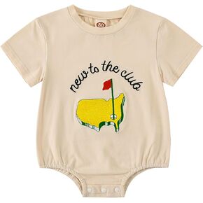 COTTWEAR&BB New to the Club Outfit Romper, Newborn Baby Golf Bodysuit, Baby Shower Present for Golf Loving Family