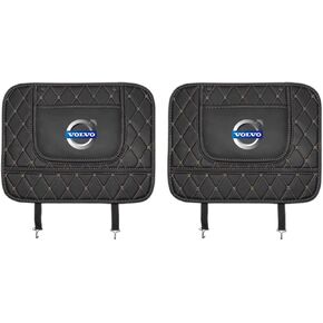 2 Pcs Car Seat Kick Mats Back Seat Protector for Volvo S40/V40 XC70, Car Leather Kick Mats, Car Seat Back Protection Pad Anti-Kick Scratch Resistant,B Long-Black2