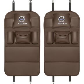 2 Pcs Car Seat Kick Mats Back Seat Protector for Volvo XC40 XC60 XC90 C40 Recharge EX30 EX90 EM90 V50 S80 S70/V70, Car Leather Kick Mats, Car Seat Back Protection Pad Anti-Kick Scratch Resistant