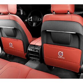 2 Pcs Car Seat Kick Mats Back Seat Protector for Volvo S40/V40 XC70, Car Leather Kick Mats, Car Seat Back Protection Pad Anti-Kick Scratch Resistant,B Long-Brown