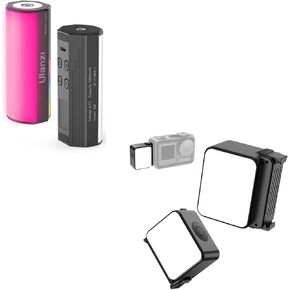 ULANZI LM18 Vlogging Light Mini LED Action Camera Video Light Photography for DJI Osmo 3/4/5, ULANZI 2-Pack Magnetic RGB Light Wand, Mini LED Video Tube Light Stick for Photography, Video Shooting