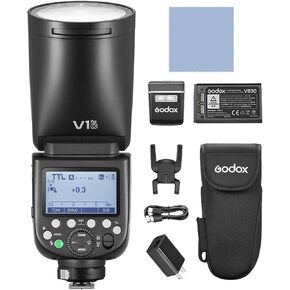 GODOX V1 PRO O 2.4G Wireless Camera Flash 1/8000s HSS 1.3s Recycle Time with M/TTL Flash Mode with Power Supply Port & Detachable Sub Flash Speedlite Compatible with OM System Cameras