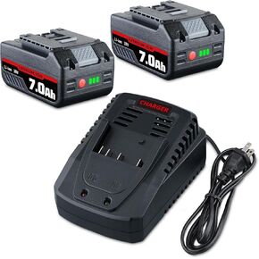 2pack 7.0ah BAT609 LI-ion استبدال لـ BOSCH 18V Charger Charger KIT استبدال BOSCH 18V Lithium Series BAT609 BAT618 BAT622 BAT609G BAT619 BAT619G BAT610G CORDALS POWER