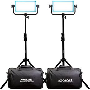 Dracast LED500 Plus Series Daylight 2 Light Kit with V-Mount and Gold Mount Battery Plates and Light Stands