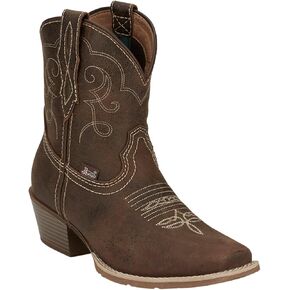 Justin Women's San Jose Western Booties Square Toe - Mj2103-Dk BRN