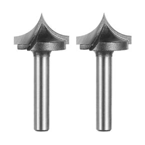 HARFINGTON 2pcs Point Cutting Roundover Router Bit 7/16" Radius 1/4" Shank 7/8" Cutting Diameter 2 Flute Round Over CNC Router Bit for 2D and 3D Carving Woodworking Engraving Tool