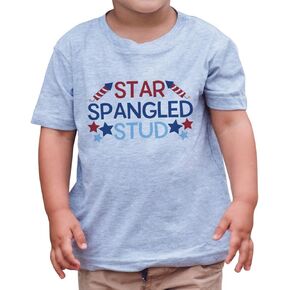 7 ate 9 Apparel Kids Boy's Star Scangled Stud 4th of July Gray Outfit