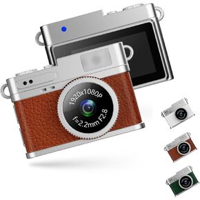 Zunate Mini Keychain Camera 1080P FHD with 32GB Card, Retro Digital Camera with 0.96 Inch Color Screen, 6 Filters, LED Flash, Portable Vintage Video Recorder for Travel Study Kids Gift (Green)