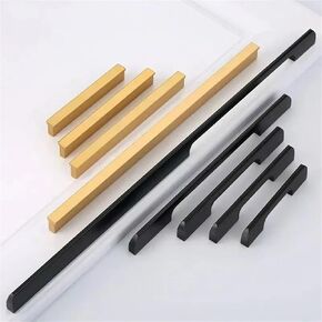 Black Golden Kitchen Door Handles Cabinet Handles Drawer Knobs Aluminum Alloy Wardrobe Handles Furniture Drawer Pull Hardware 1Pcs (Color : A Gold 128mm)