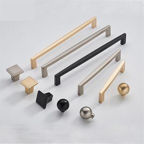 Matte Gold Cabinet Handles Solid Brass Kitchen Cupboard Pulls Drawer Knobs Furniture Handle Hardware 1Pcs (Color : 105-192mm Gray)