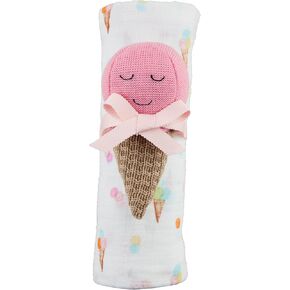 Mud Pie Children's Ice Cream Swaddle and Rattle