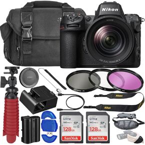 Nikon Z 8 Mirrorless Camera w/NIKKOR Z 24-120mm f/4 S Lens Bundle with 3pc Filter Kit, 2pc 128gb Memory Cards, Carrying Case, Gripster Flex Tripod, Pro Kit, Black