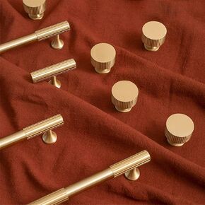 Vertical Lines Solid Brass Drawer Knobs T Bar Handle Bedroom Pulls Kitchen Cabinet Handle Pull Bottle Cap Knob Furniture Handle 1Pcs (Color : YB T bar)
