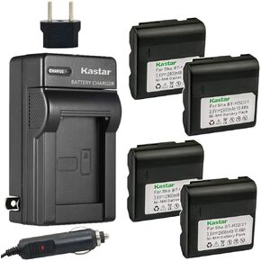 Kastar 4-Pack Battery and AC Charger with Car Adapter Compatible with Sharp BT-H21, BT-H22, BT-H32, BT-H42, Duracell DR7, Empire VBC-3UN, RCA PRO, B712, Sears 55428, 58428, 58457, 58458