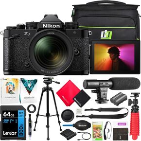 Nikon Z f Full Frame FX Mirrorless Camera Body with NIKKOR Z 24-70mm F4 S Lens for Stills & 4K Video with Iconic Styling Black 1772 Bundle with Deco Gear Bag + Microphone + Tripod & Accessories Kit
