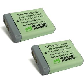 Wasabi Power NB-13L Battery (2-Pack) for Canon PowerShot G1 X Mark III, G5 X, G7 X, G7 X Mark II, G9 X, G9 X Mark II, SX620 HS, SX720 HS, SX730 HS, SX740 HS