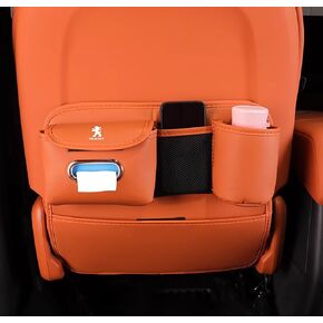 2 Pcs Car Seat Kick Mats Back Seat Protector for Peugeot RCZ Peugeot 1007 4007 4008, Car Leather Kick Mats, Car Seat Back Protection Pad Anti-Kick Scratch Resistant,C Orange