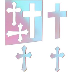 PH PandaHall Iridescent Crosses Router Template, 3 Styles Acrylic Cross Inlay Template Woodworking Router Template Board Transparent Router Inlay Template for Woodworkers and Makers DIY Crafts