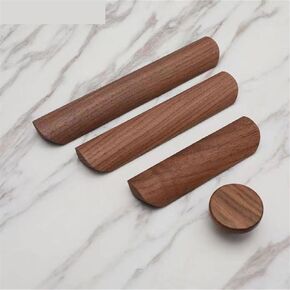 Wooden Handle Furniture Drawer Pulls Nordic Cabinet Solid Wood Handles Environmental Friendly Wardrobe Knob with Screws 1Pcs (Color : Walnut 96mm)