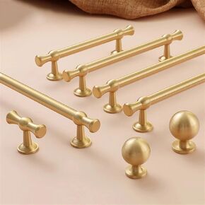 French Luxury Brass Wardrobe Handle Copper Nordic Drawer Pull Cabinet Long Hanle Furniture Bar Pull Kitchen Door Handle 1Pcs (Color : Knob-D)