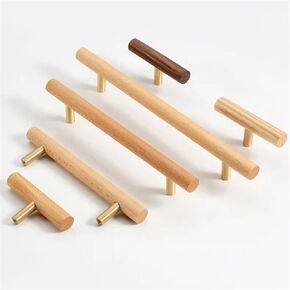 Nordic Wooden Long Drawer Knobs T Bar Handle Walnut Cupboard Pulls Kitchen Cabinet Door Handle Furniture Decorate Pulls and Knob 1Pcs (Color : Ash-320)