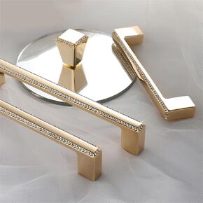 Crystal Cabinet Drawer Handle Wine Wardrobe Door Knobs Diamond Pulls Knobs Single Hole Decor Furniture Hardware 1Pcs (Color : Gold 192mm)